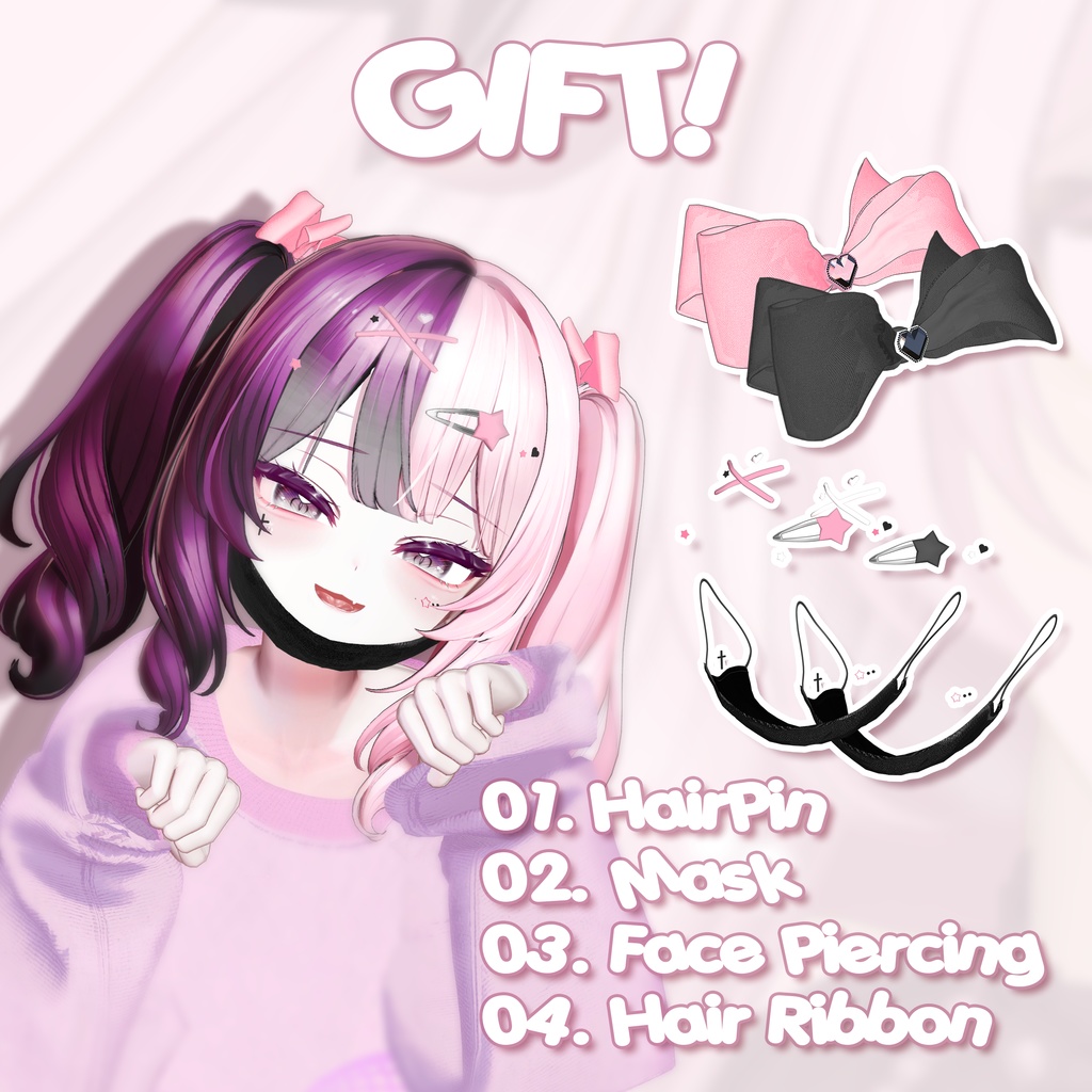 【SALE】 📸「ミルティナ専用」🖤 Milltina Jirai Textures FullPack (Eyes, MakeUp, Body, Tongue, Piercing, ACC, Mask, HairPin)