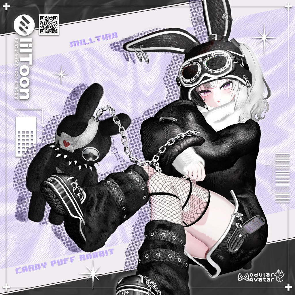 【SALE】🖤 Candy Puff Rabbit 🤍「15アバター対応」