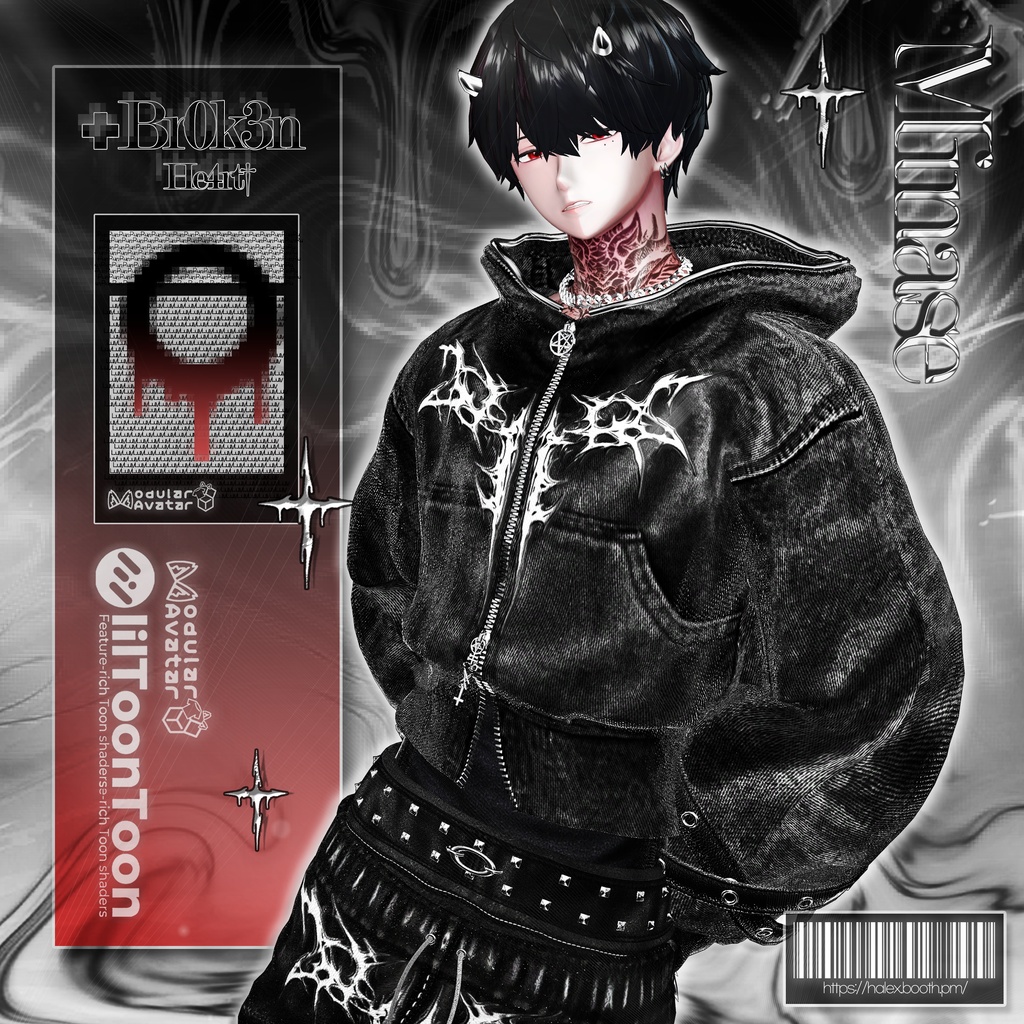 【SALE】 ✚Br0k3n_🖤He4rt//† Noir「10アバター対応」