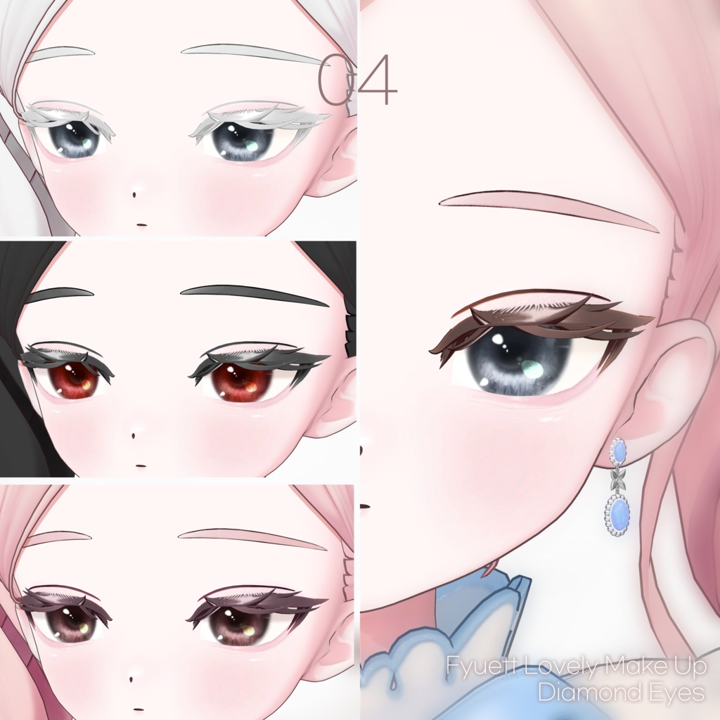 【SALE】💙「フィユエ専用」🤍 Fyuett Textures FullPack (2 Eyes, MakeUp, Body, Tongue, doll, Earring)