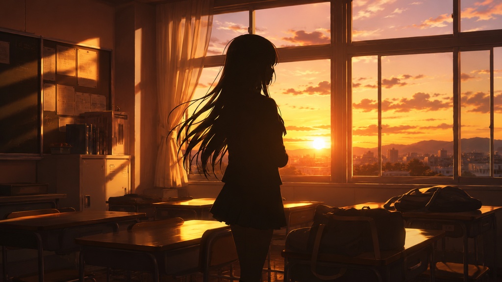 君の影を追いかけて夕陽の中へ