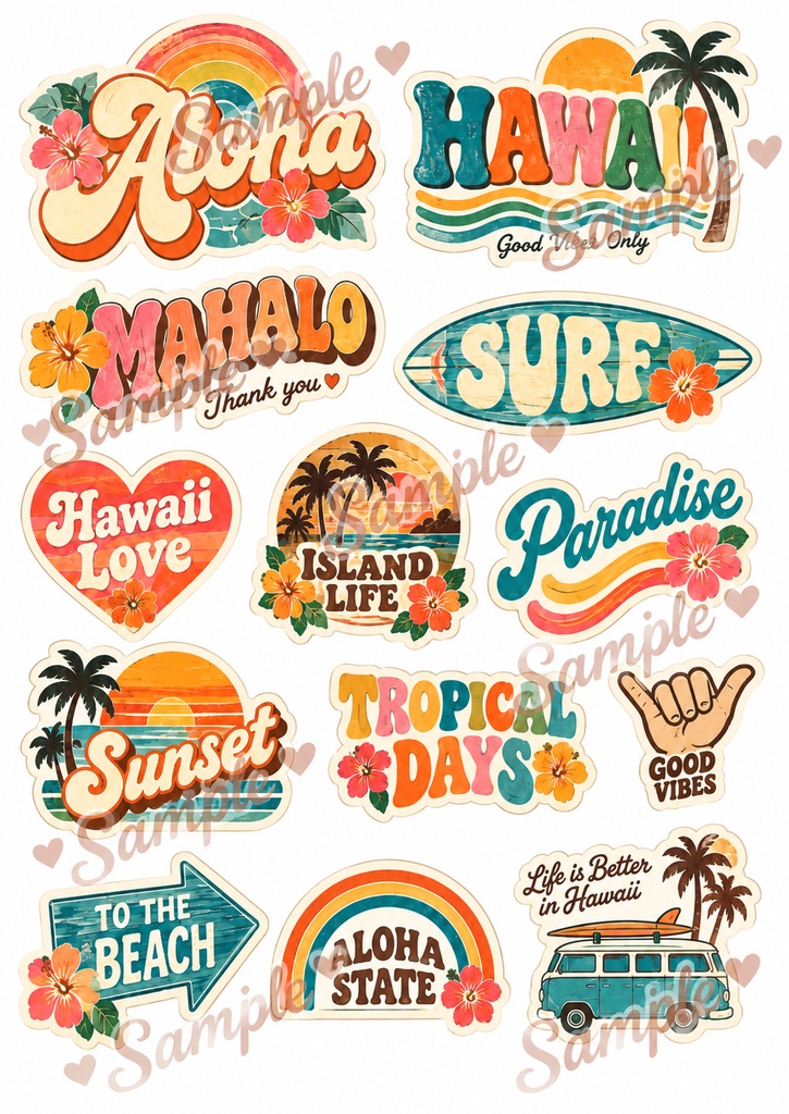 70年代ハワイアンシリーズワードステッカー70’s HAWAII WORD STICKERS