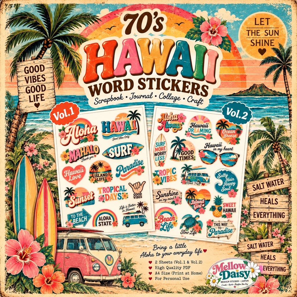 ７０年代ハワイアンシリーズワードステッカー70’s HAWAII WORD STICKERS