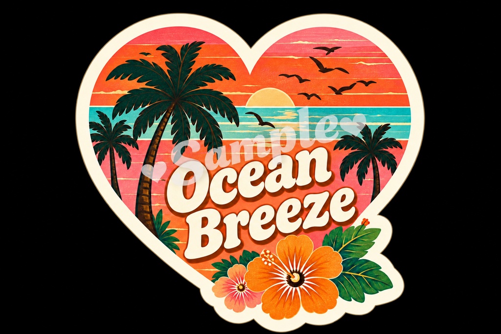 【Canva対応】70年代ハワイアンシリーズワードステッカー70’s HAWAII WORD STICKERS|レトロハワイアン PNG素材 15枚+BONUS 1枚