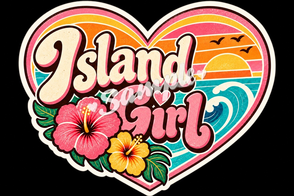 【Canva対応】70年代ハワイアンシリーズワードステッカー70’s HAWAII WORD STICKERS|レトロハワイアン PNG素材 15枚+BONUS 1枚