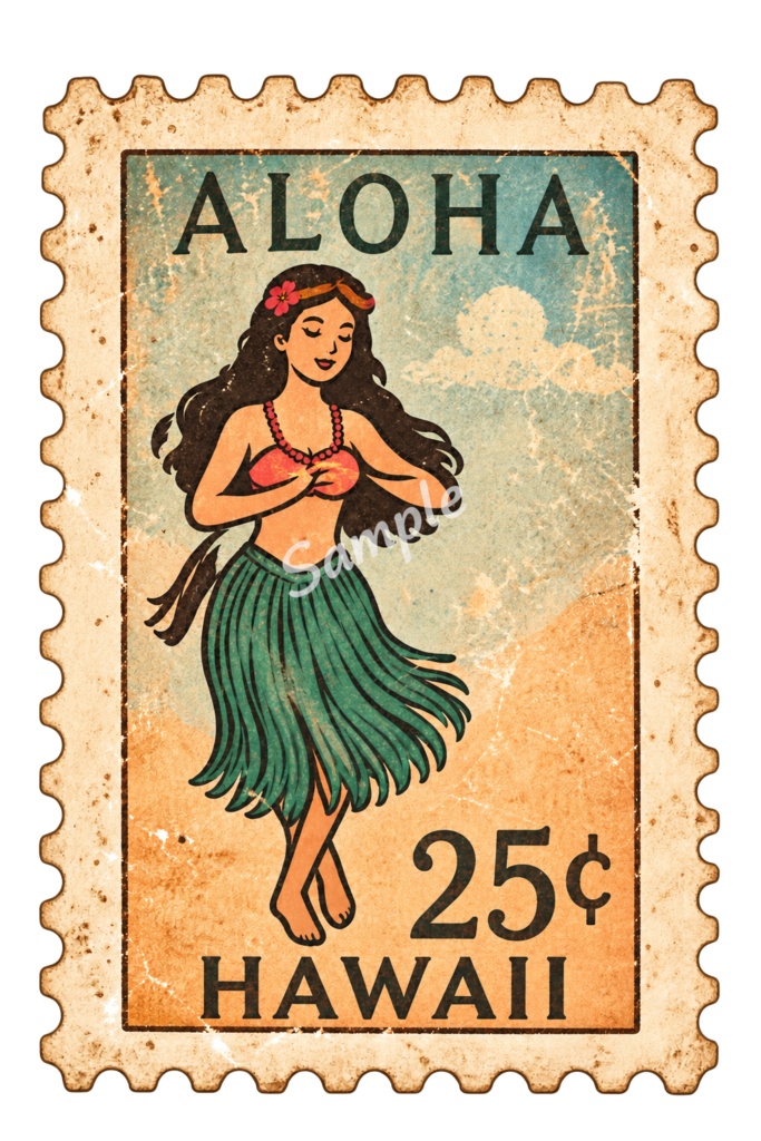 【Canva対応】70年代ハワイアンシリーズクリップアート70’s HAWAII CLIPART COLLECTION|背景透過PNG 26点