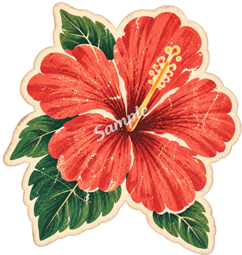 【Canva対応】70年代ハワイアンシリーズクリップアート70’s HAWAII CLIPART COLLECTION|背景透過PNG 26点