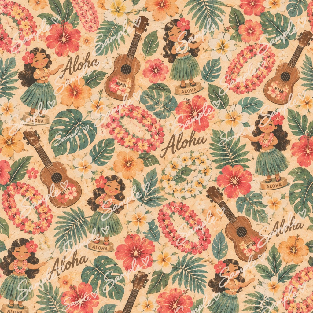 70年代ハワイアンシリーズ70’s Hawaiian Digital Paper|レトロハワイアン デジタルペーパー 14枚セット
