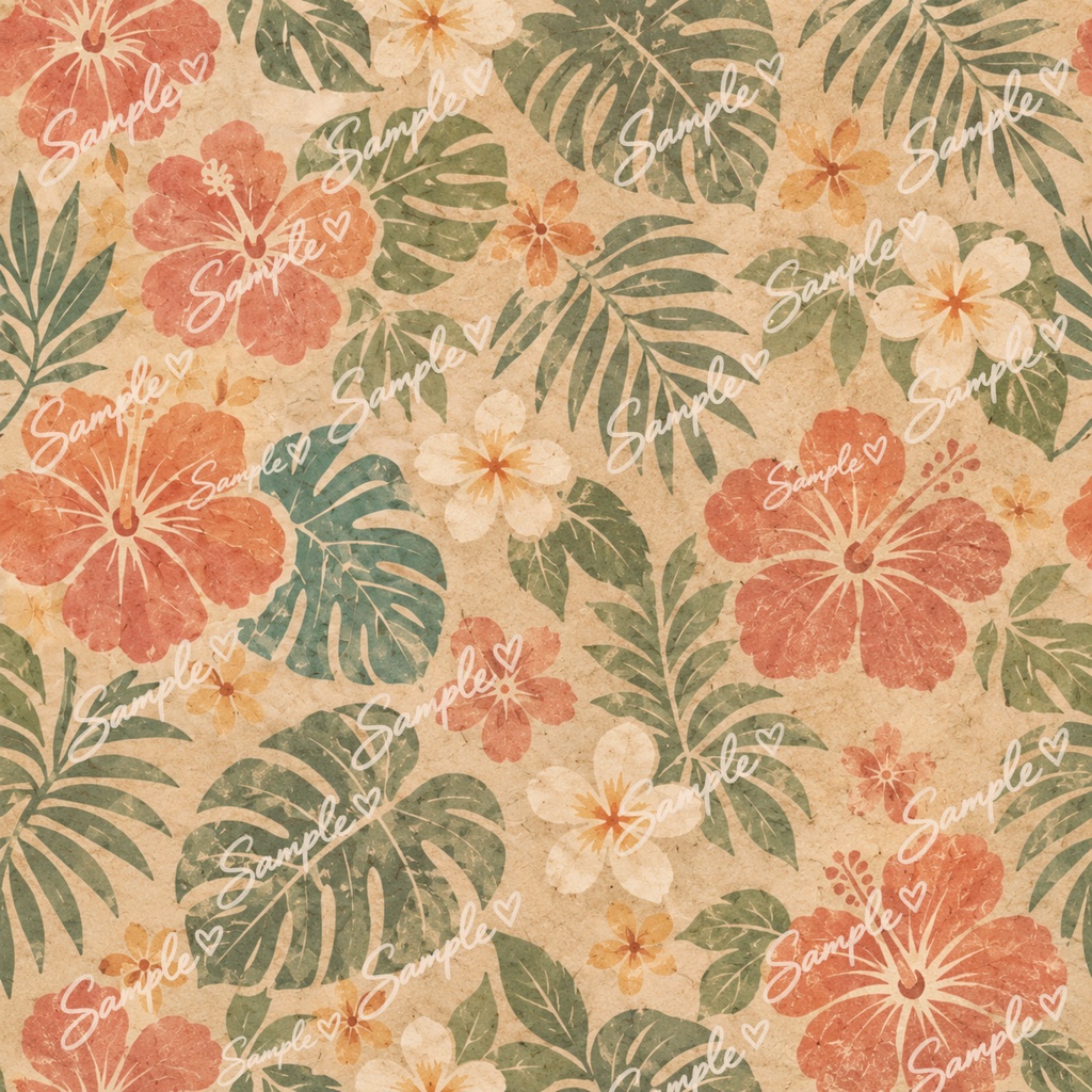 70年代ハワイアンシリーズ70’s Hawaiian Digital Paper|レトロハワイアン デジタルペーパー 14枚セット