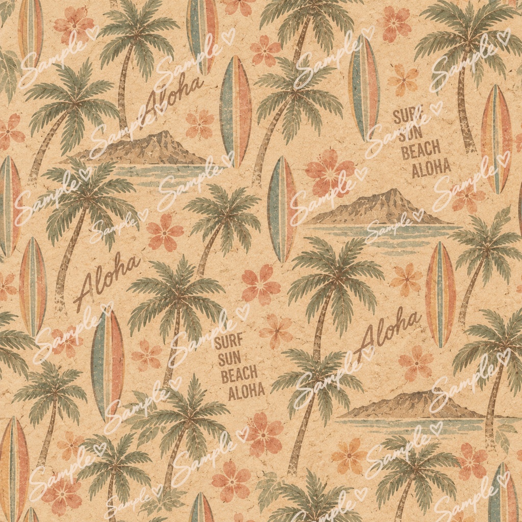 70年代ハワイアンシリーズ70’s Hawaiian Digital Paper|レトロハワイアン デジタルペーパー 14枚セット