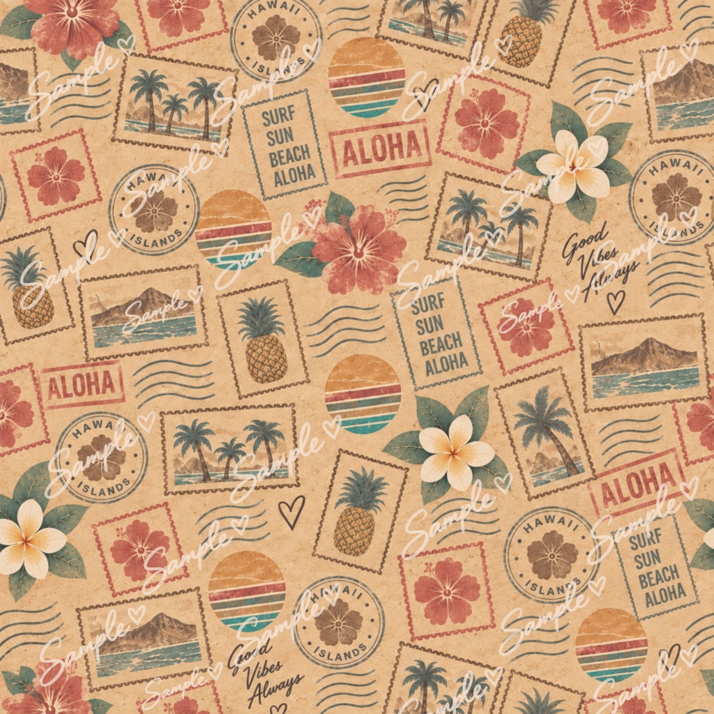70年代ハワイアンシリーズ70’s Hawaiian Digital Paper|レトロハワイアン デジタルペーパー 14枚セット