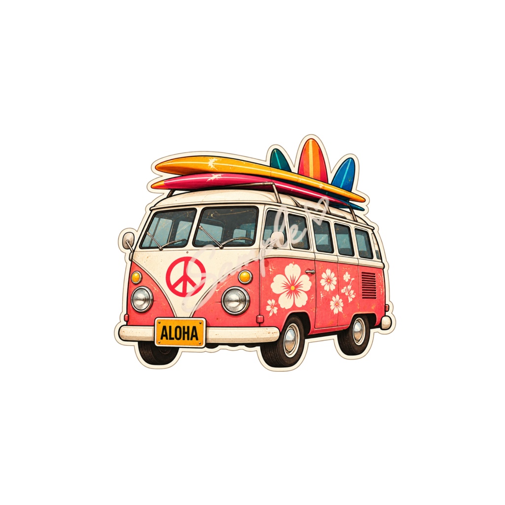 【Canva対応】70年代ハワイアンクリップアート70’s HAWAII CLIPART SET Version 2|レトロハワイアン PNG素材 35点