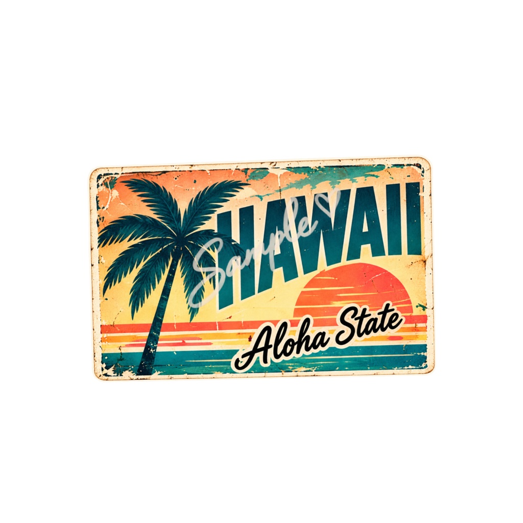 【Canva対応】70年代ハワイアンクリップアート70’s HAWAII CLIPART SET Version 2|レトロハワイアン PNG素材 35点