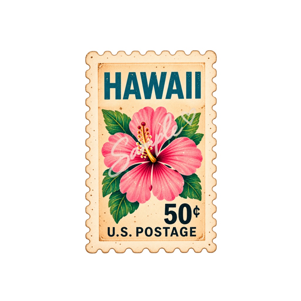 【Canva対応】70年代ハワイアンクリップアート70’s HAWAII CLIPART SET Version 2|レトロハワイアン PNG素材 35点