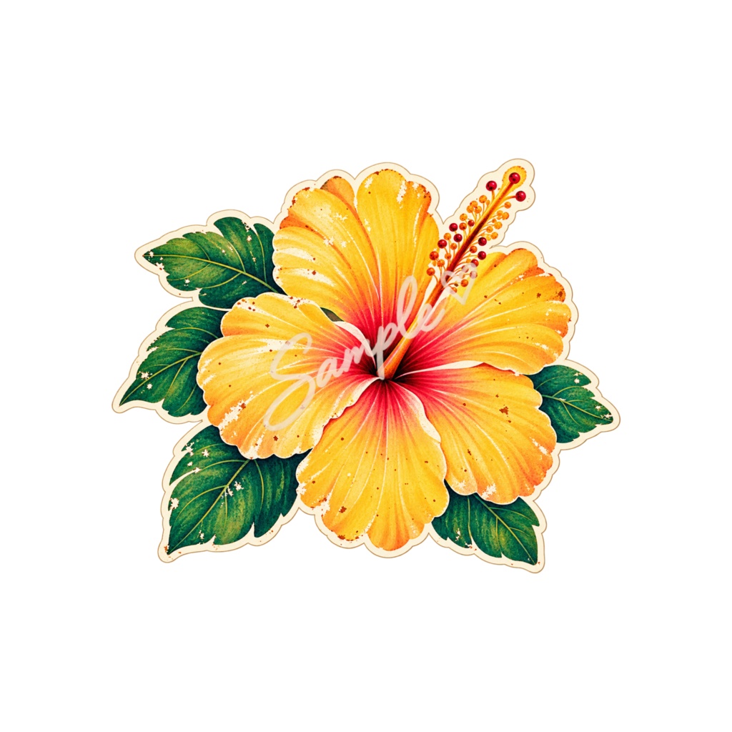 【Canva対応】70年代ハワイアンクリップアート70’s HAWAII CLIPART SET Version 2|レトロハワイアン PNG素材 35点