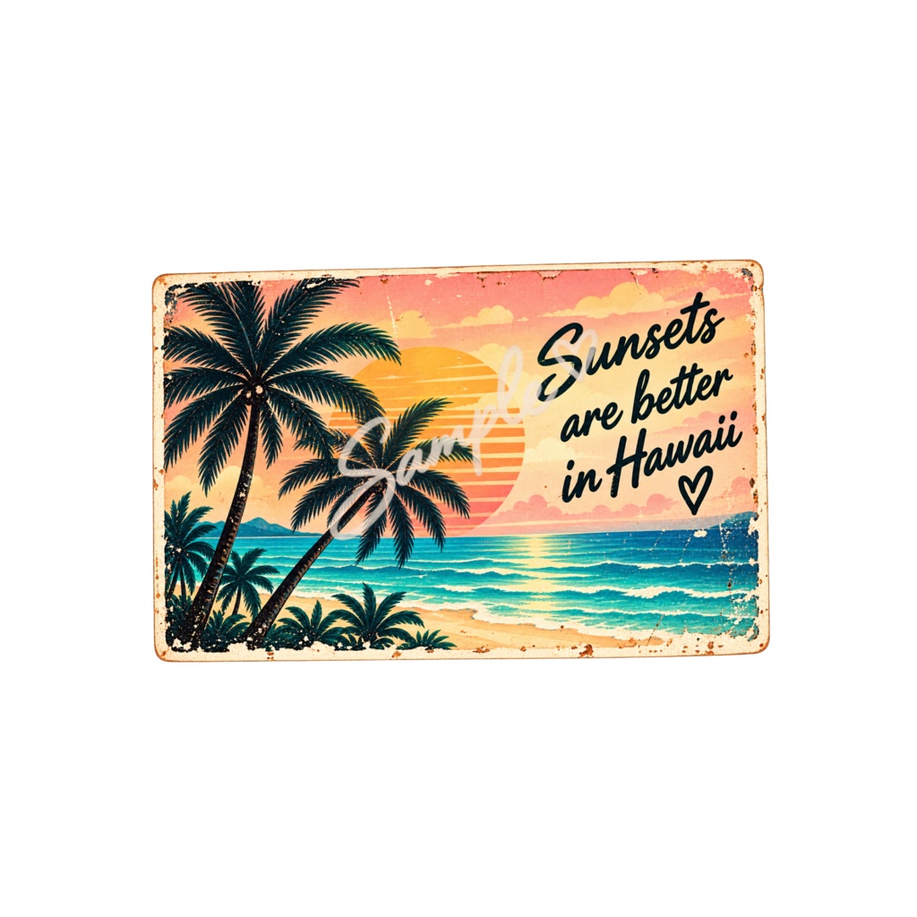 【Canva対応】70年代ハワイアンクリップアート70’s HAWAII CLIPART SET Version 2|レトロハワイアン PNG素材 35点