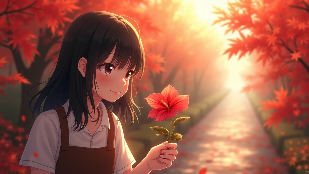 誕生花に願いを祈る美少女(2種類)