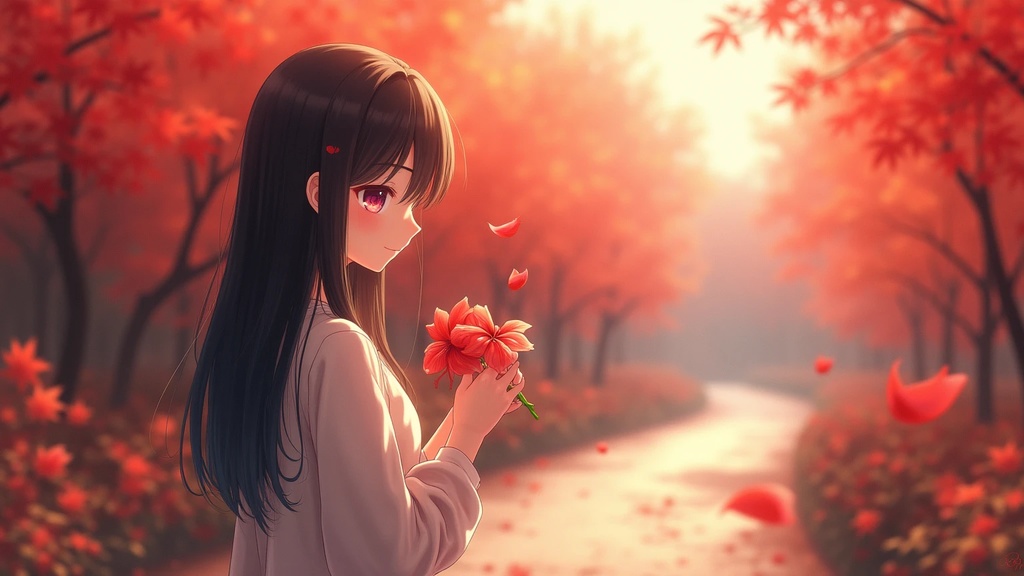 誕生花に願いを祈る美少女(2種類)