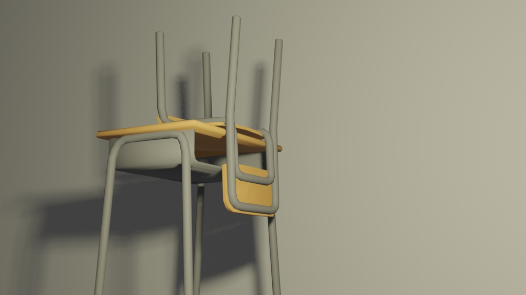 学校机/椅子 ローポリゴンモデル