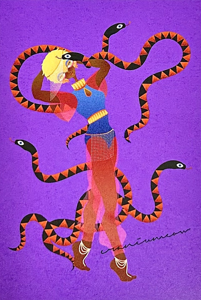 ヘビ使いのおんな 額入りポストカード