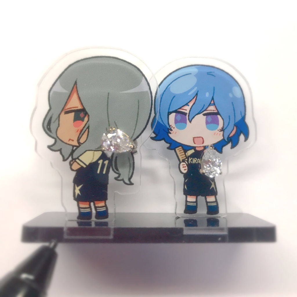 灰&水リボンアクキー/アクスタ