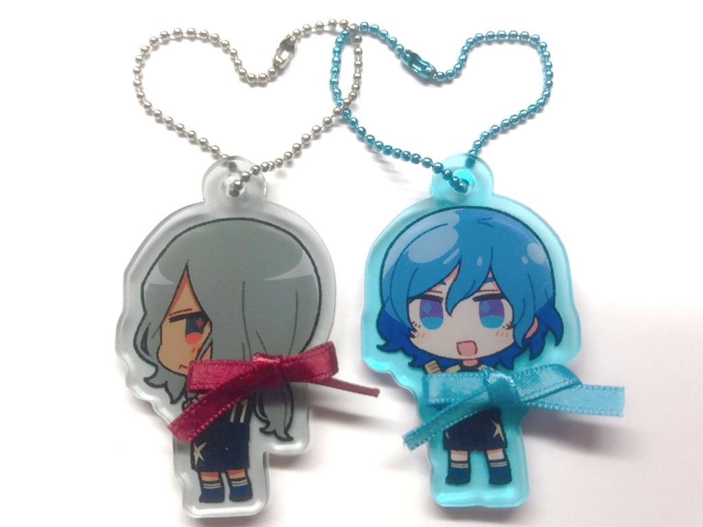 灰&水リボンアクキー/アクスタ