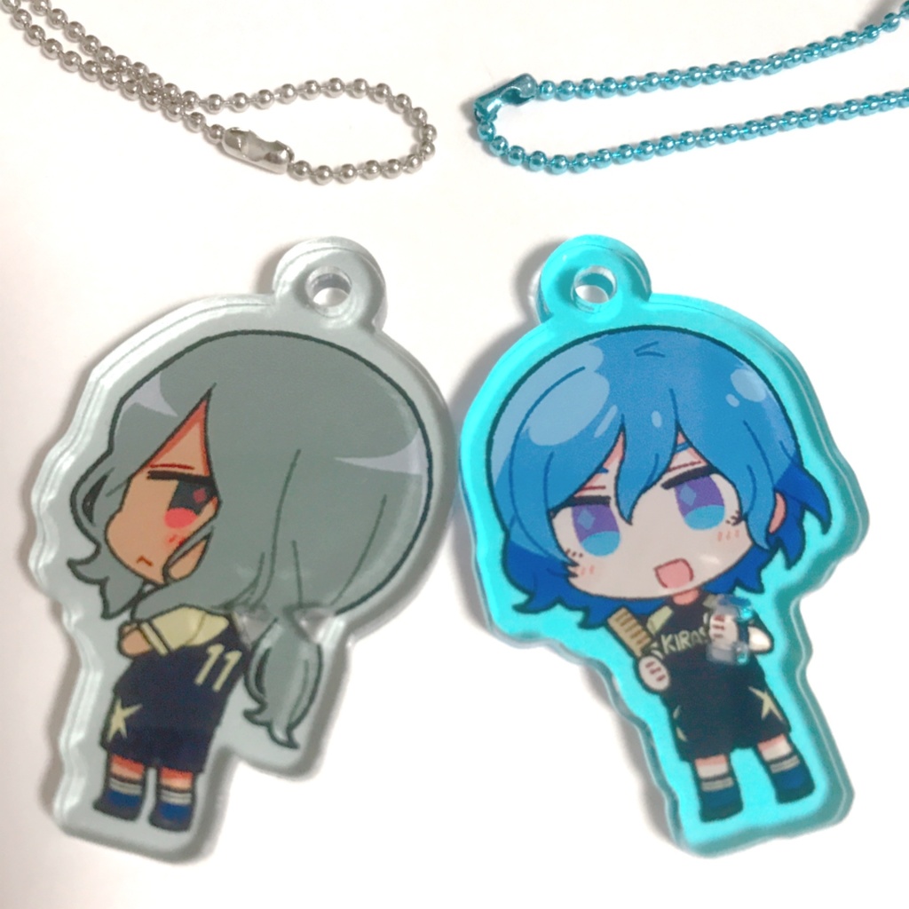 灰&水リボンアクキー/アクスタ