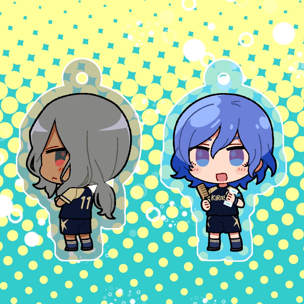 灰＆水リボンアクキー/アクスタ