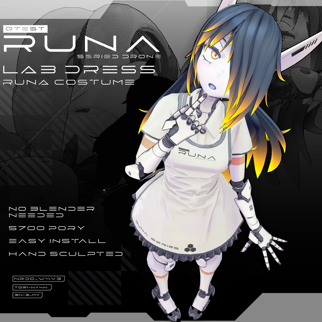 【オリジナル3Dコスチューム】Runa Research Apron【VRC】