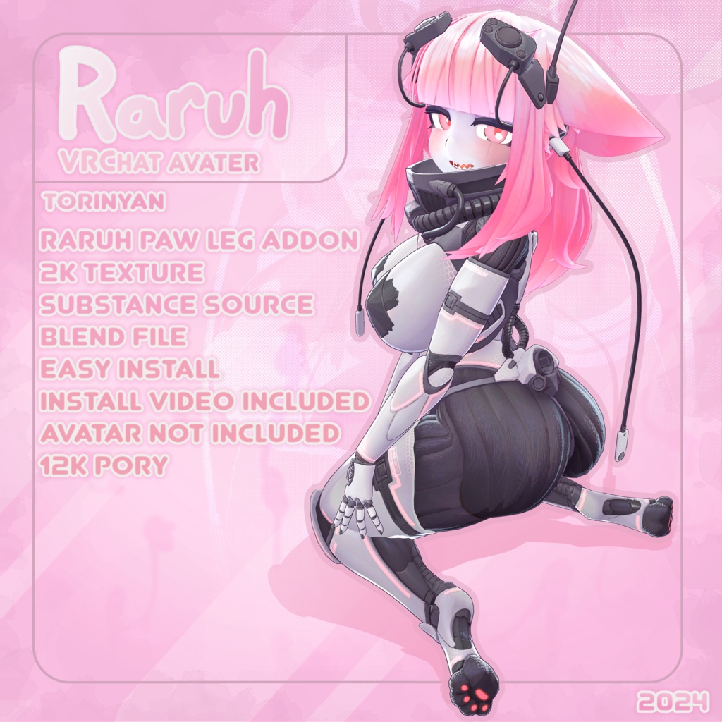 【オリジナル3Dコスチューム】【Raruh Mewka Paws】【[アバター】【VRC】