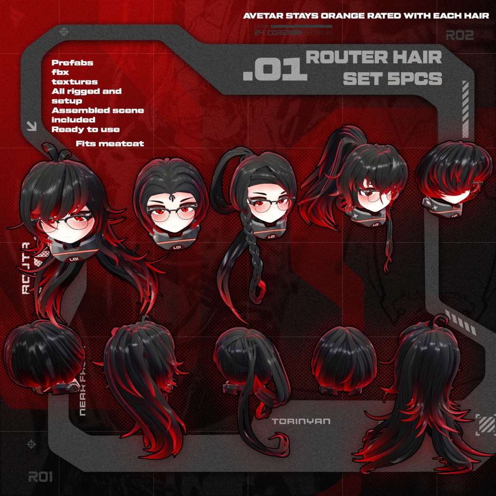 【オリジナル3Dコスチューム】【Routa Hair addon】【[アバター】【VRC】