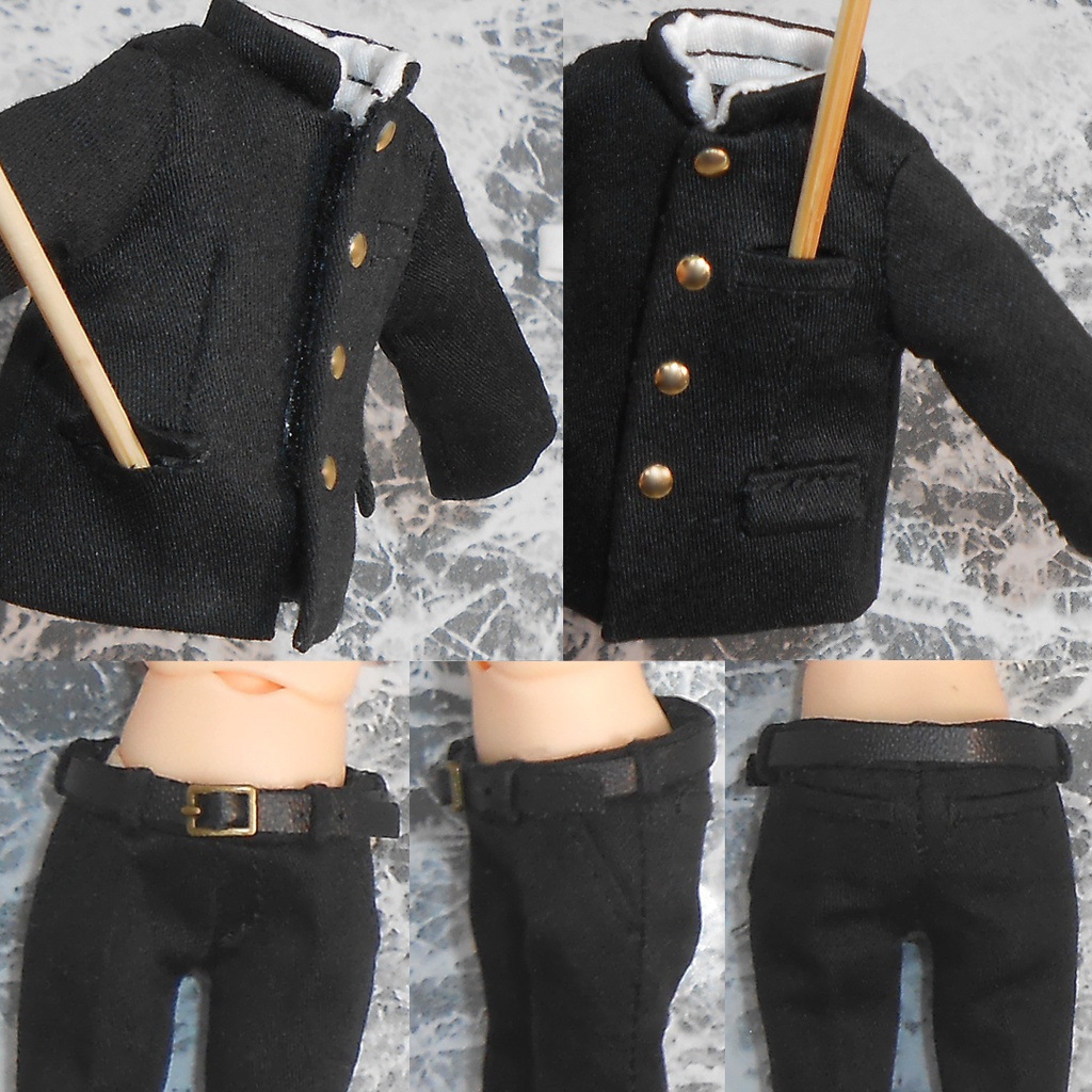 ねんどろいどどーる用 前閉じ&後閉じ 学ランセット 黒 白 2種 ハンドメイド