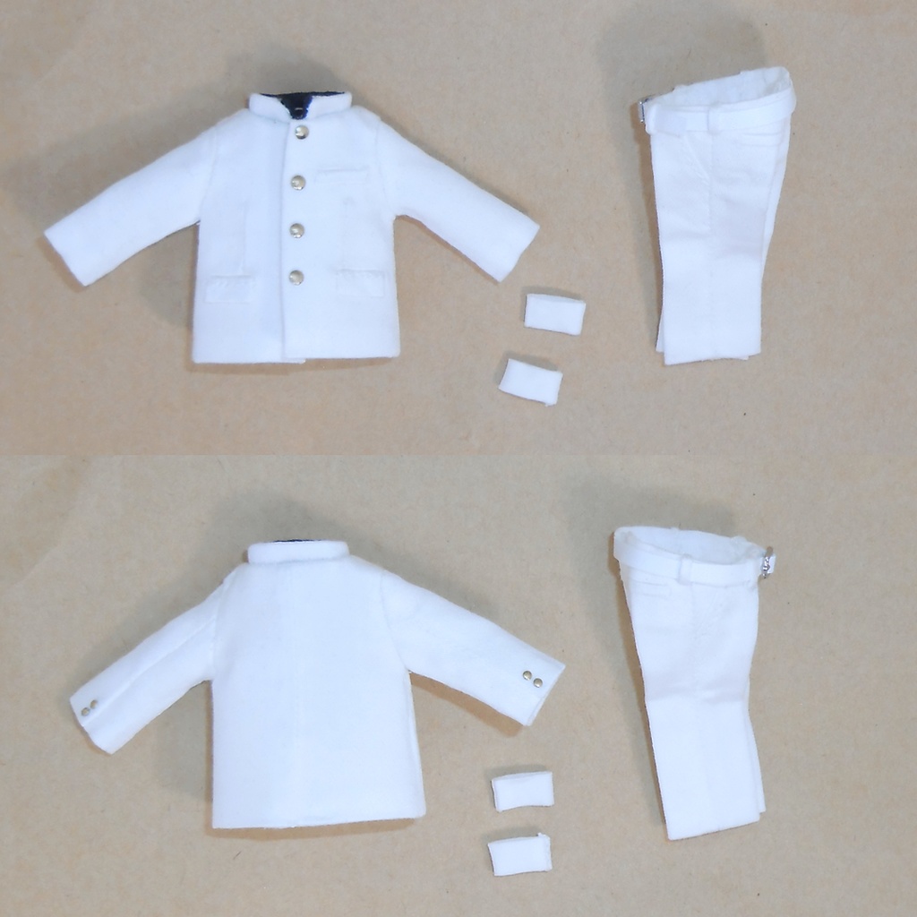 ねんどろいどどーる用 前閉じ&後閉じ 学ランセット 黒 白 2種 ハンドメイド