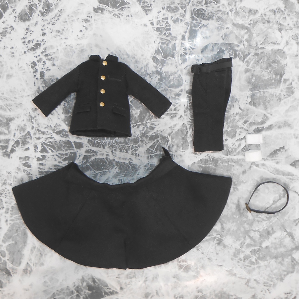 ねんどろいどどーる用 マント付き前とじ学ランセット 黒 白 2種 ハンドメイド