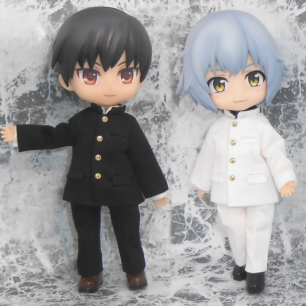 ねんどろいどどーる用 マント付き前とじ学ランセット 黒 白 2種 ハンドメイド