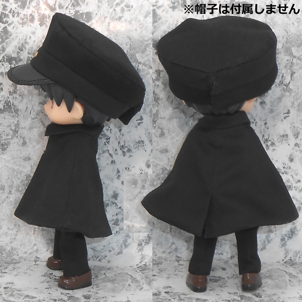 ねんどろいどどーる用 マント付き前とじ学ランセット 黒 白 2種 ハンドメイド