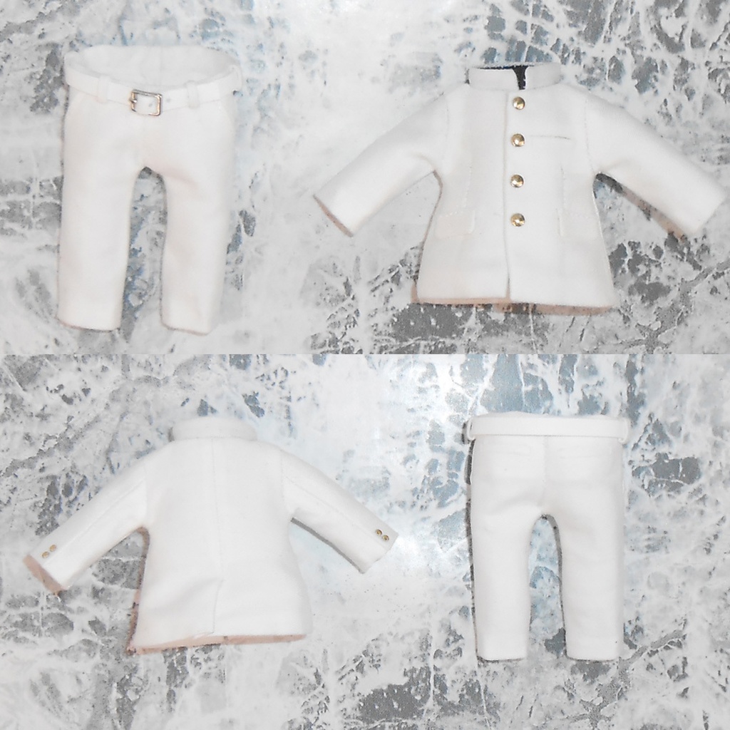 ねんどろいどどーる用 マント付き前とじ学ランセット 黒 白 2種 ハンドメイド