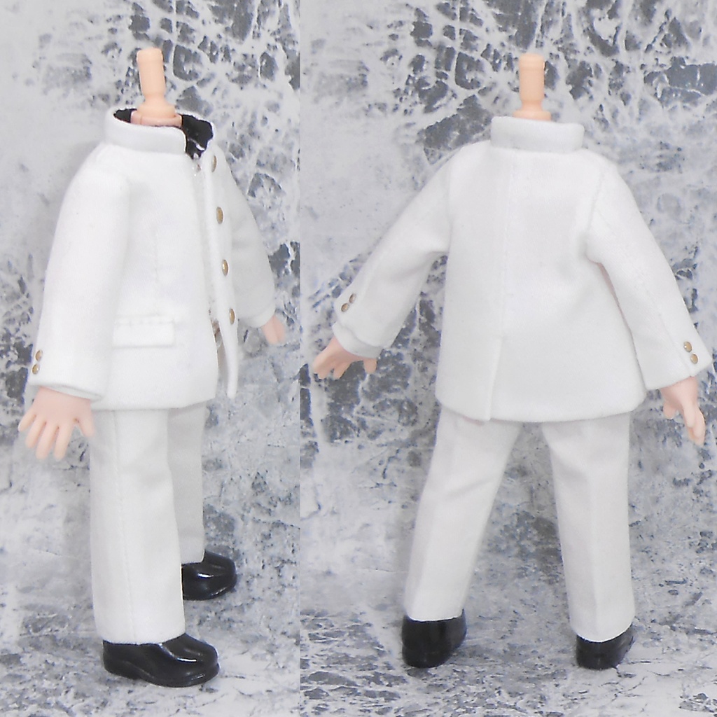 オビツ11用 前とじ学ランセット 黒 白 2種 ハンドメイド