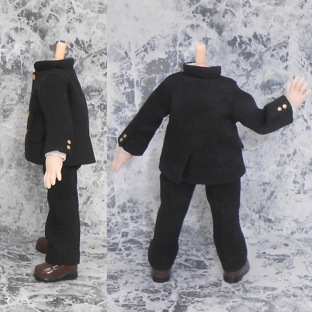 オビツ11用 前とじ学ランセット 黒 白 2種 ハンドメイド