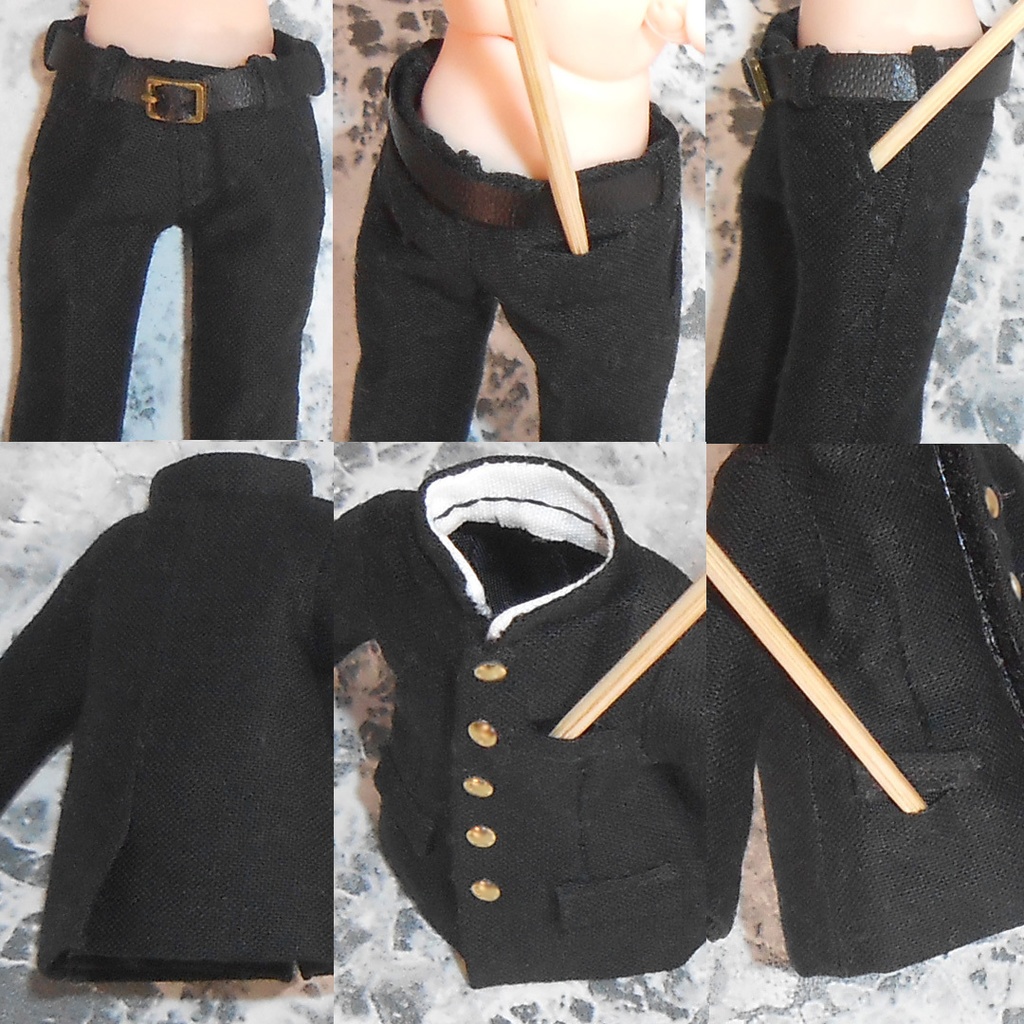 ねんどろいどどーる 身長調整用 前とじ学ランセット 黒 ハンドメイド