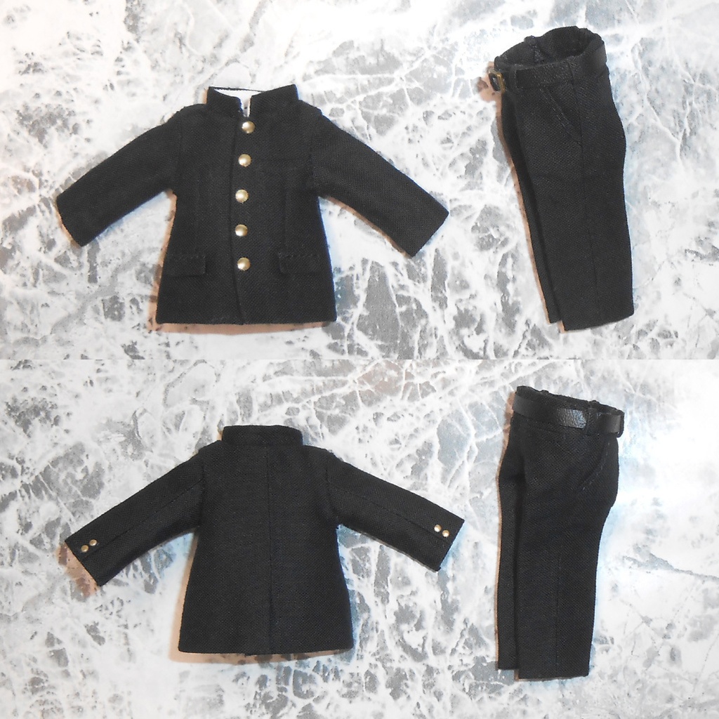 ねんどろいどどーる 身長調整用 前とじ学ランセット 黒 ハンドメイド