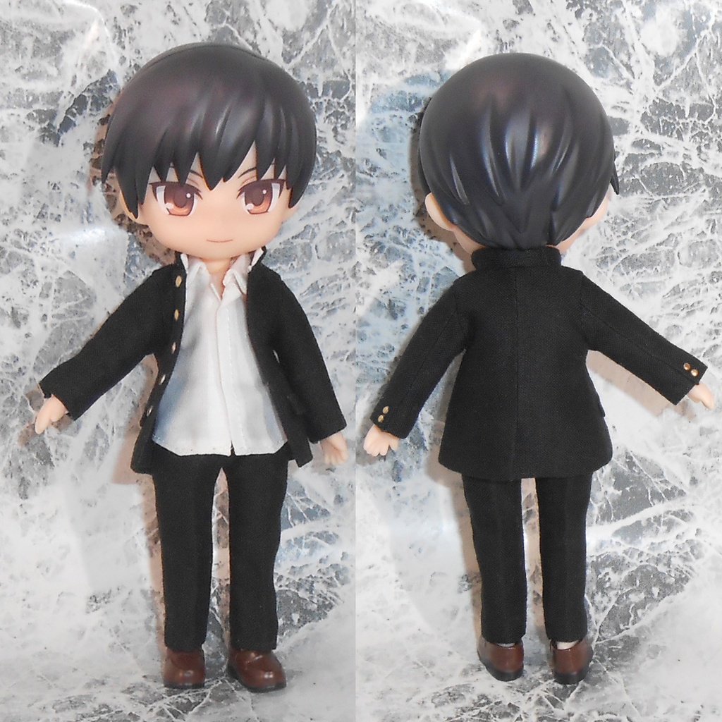 ねんどろいどどーる 身長調整用 前開き学ランセット 黒 ハンドメイド