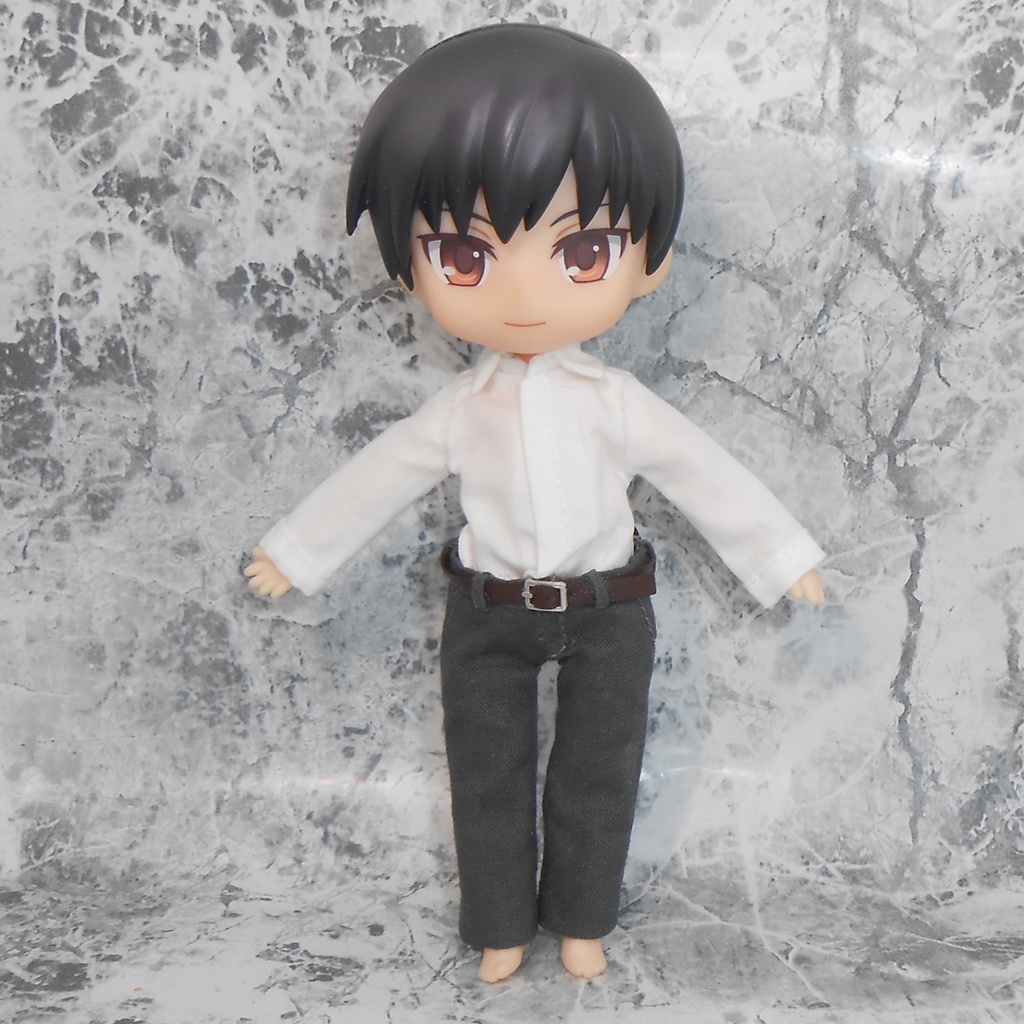 ねんどろいどどーる 【身長調整用】 前閉じスーツセット グレー スリーピース ハンドメイド