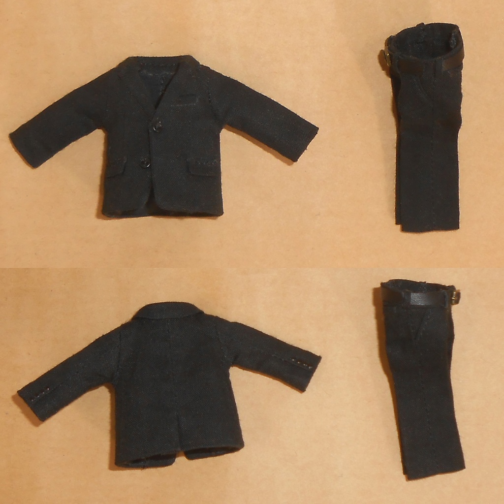 ねんどろいどどーる 【身長調整用】 前閉じスーツセット 黒 スリーピース