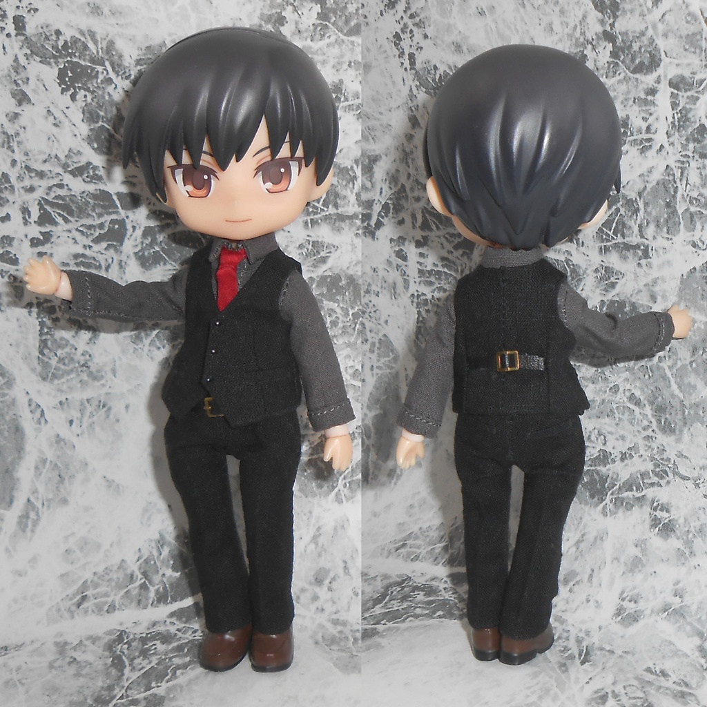 ねんどろいどどーる 【身長調整用】 前閉じスーツセット 黒 スリーピース