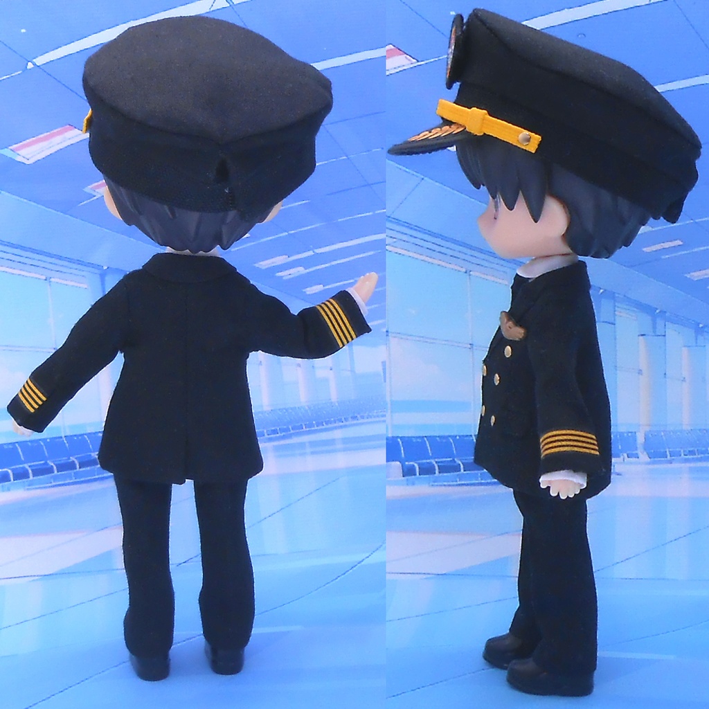 ねんどろいどどーる 【身長調整用】 パイロットスーツセット 機長服 ハンドメイド