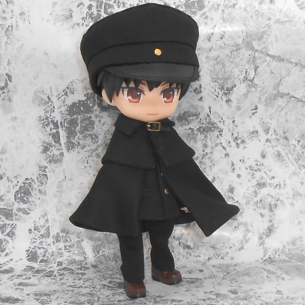 ねんどろいどどーる オビツ11用 マント マントコート 外套 フード付き 襟付き 黒 白 ハンドメイド