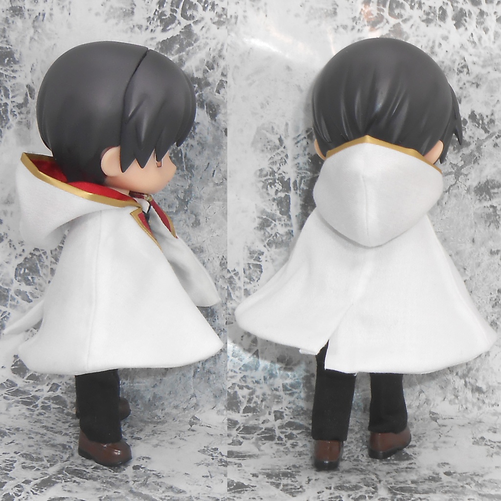 ねんどろいどどーる オビツ11用 マント マントコート 外套 フード付き 襟付き 黒 白 ハンドメイド