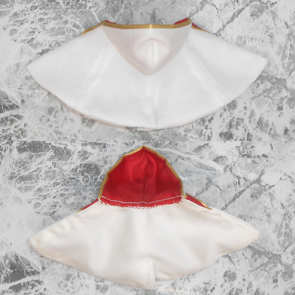 ねんどろいどどーる オビツ11用 マント マントコート 外套 フード付き 襟付き 黒 白 ハンドメイド