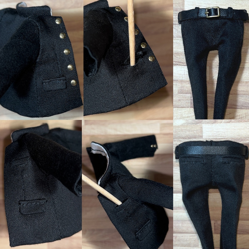 オビツ11用 前開き学ランセット 黒 2種 ハンドメイド